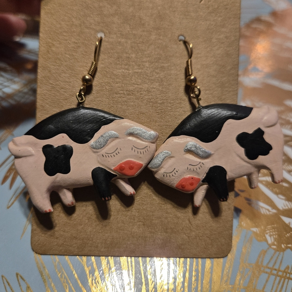 Wooden Pig Earrings